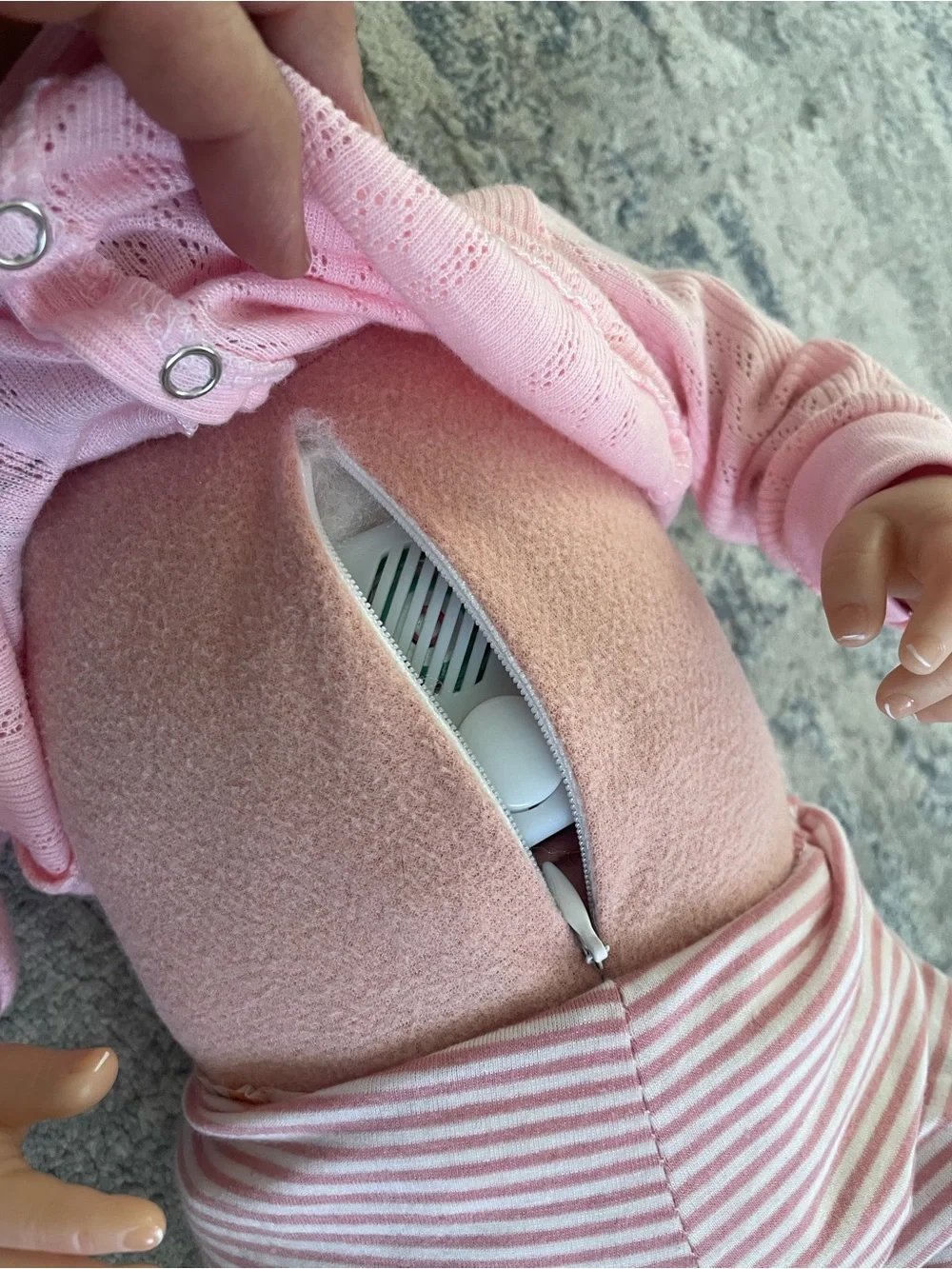 Pink Baby Doll Knit Cardigan & Striped Pants Set